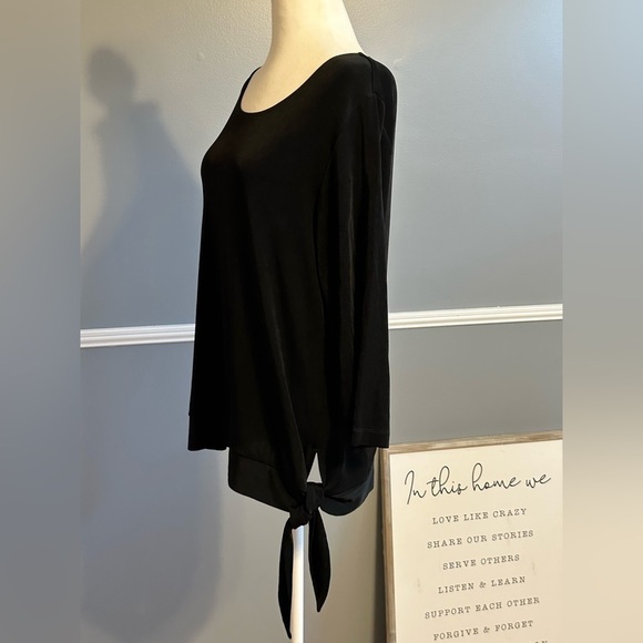 Chico's Travelers Black Blouse Top Shirt with Waist‎ Tie US Size Medium - Picture 4 of 6